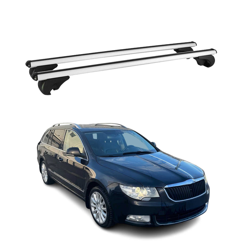 Barres de toit Transversales pour Skoda Superb 2008-2015 Break Aluminium Argent