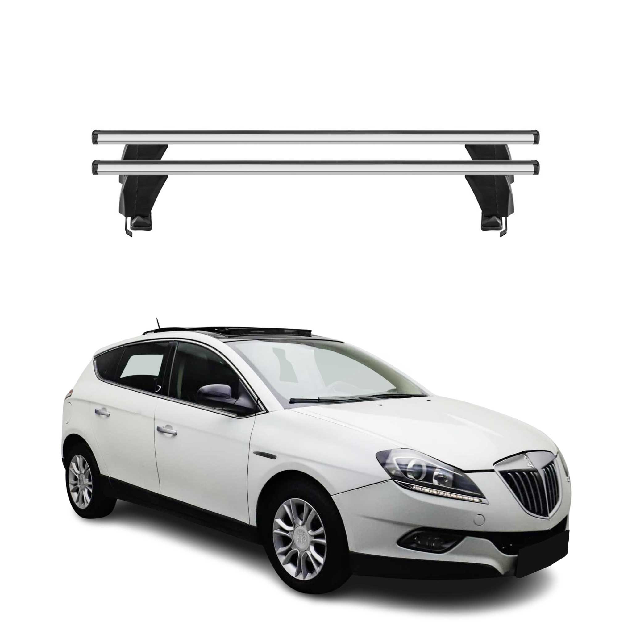 Menabo Barres de toit Transversales pour Lancia Delta III 2008-2015 Alu Gris ABE