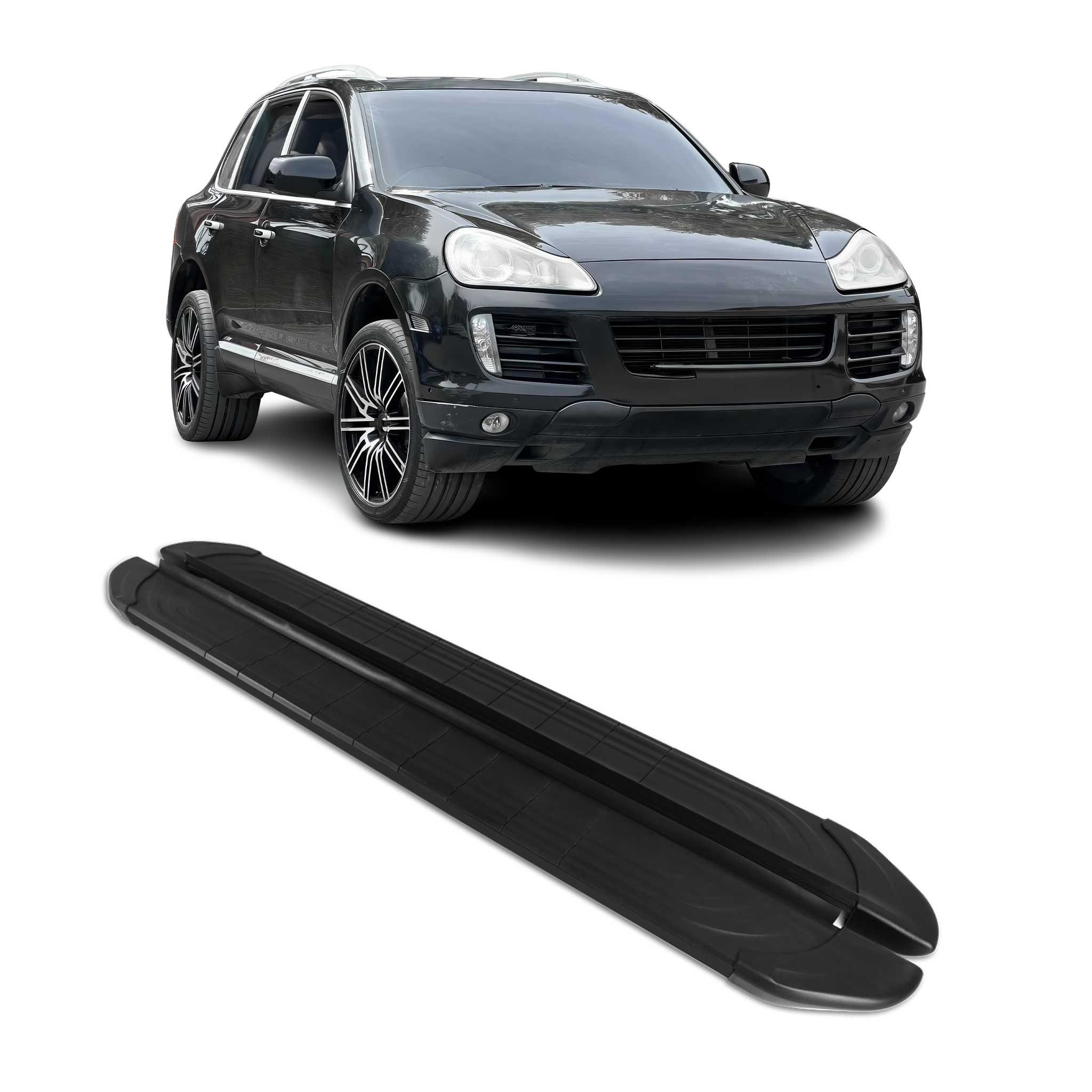 Marchepieds Latéraux pédale pour Porsche Cayenne 2003-2010 2Pcs Aluminium Noir