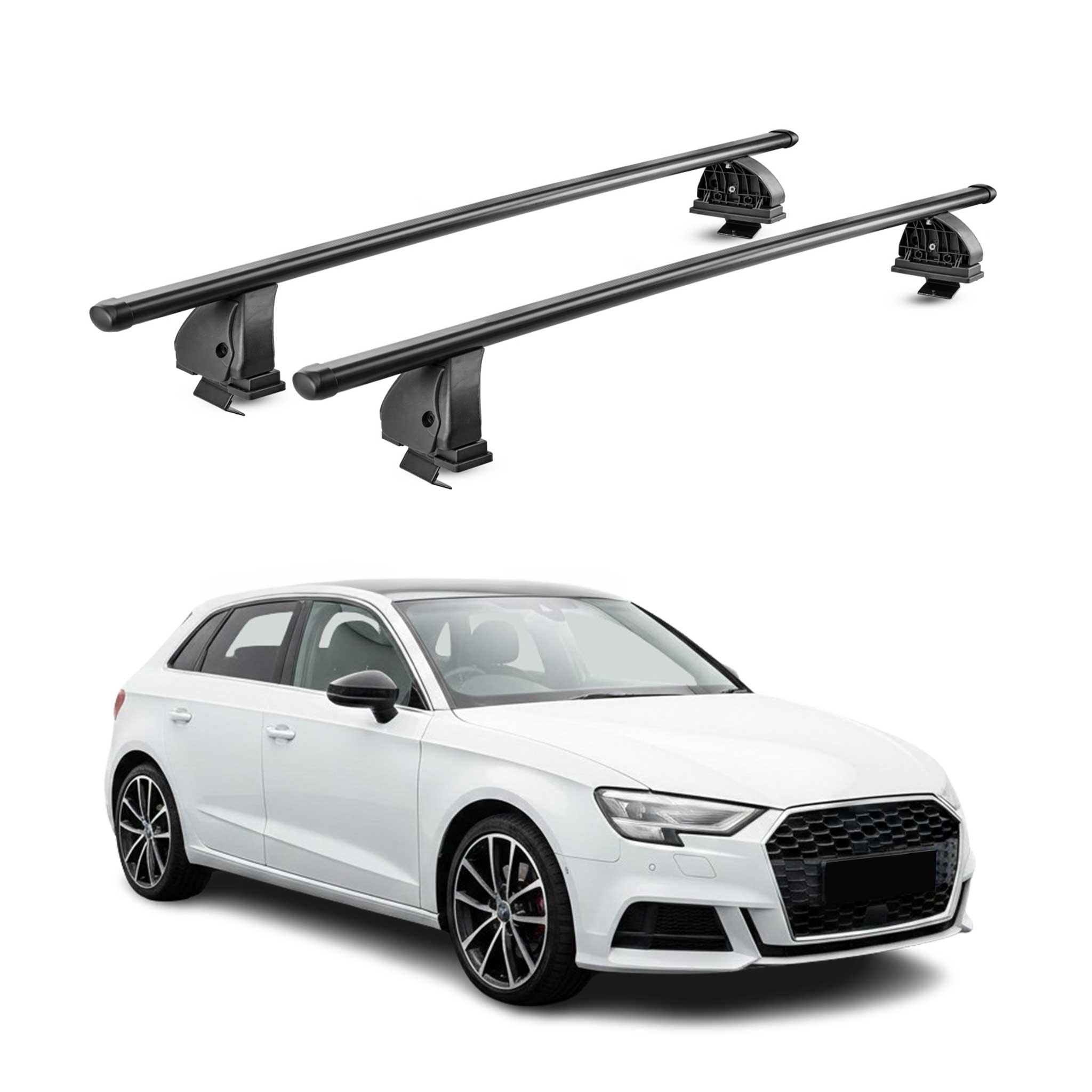Barres de toit transversales acier pour Audi A3 8Y Sportback 2020-2026 Noir 2Pcs