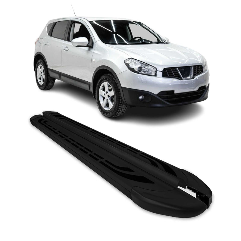 Marchepieds Latéraux pédale pour Nissan Qashqai J10 2006-2014 Alu Noir 2Pcs