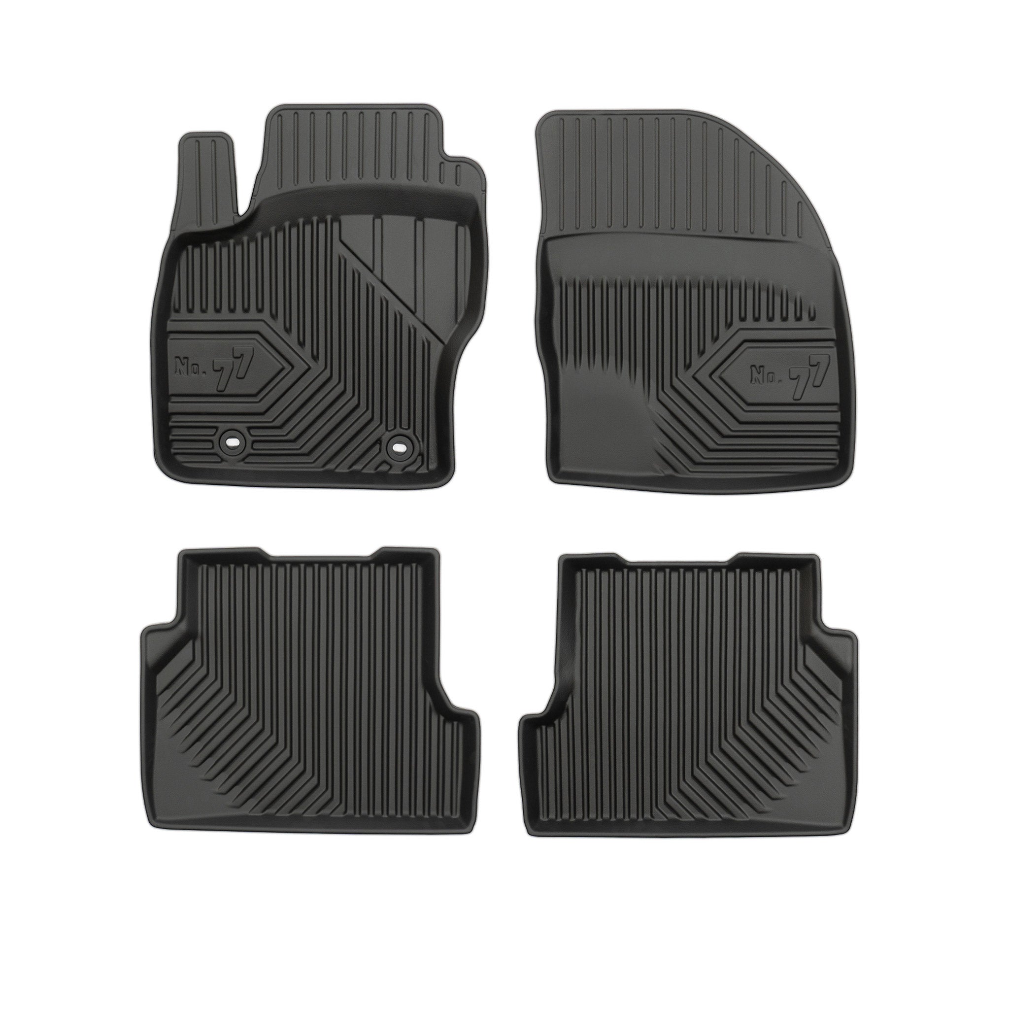 Tapis de Sol de Voiture pour Ford Focus mk2 2004-2011 TPE Antidérapant Noir 4Pcs