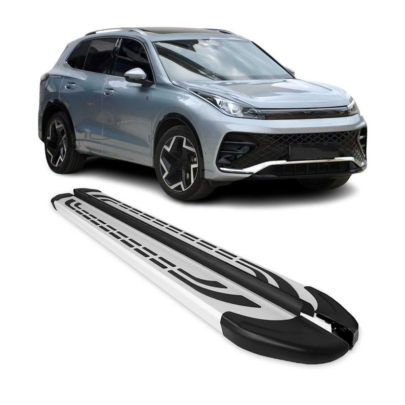 Marchepieds latéraux pédale pour VW Tiguan 2024-2025 2Pcs Aluminium Gris