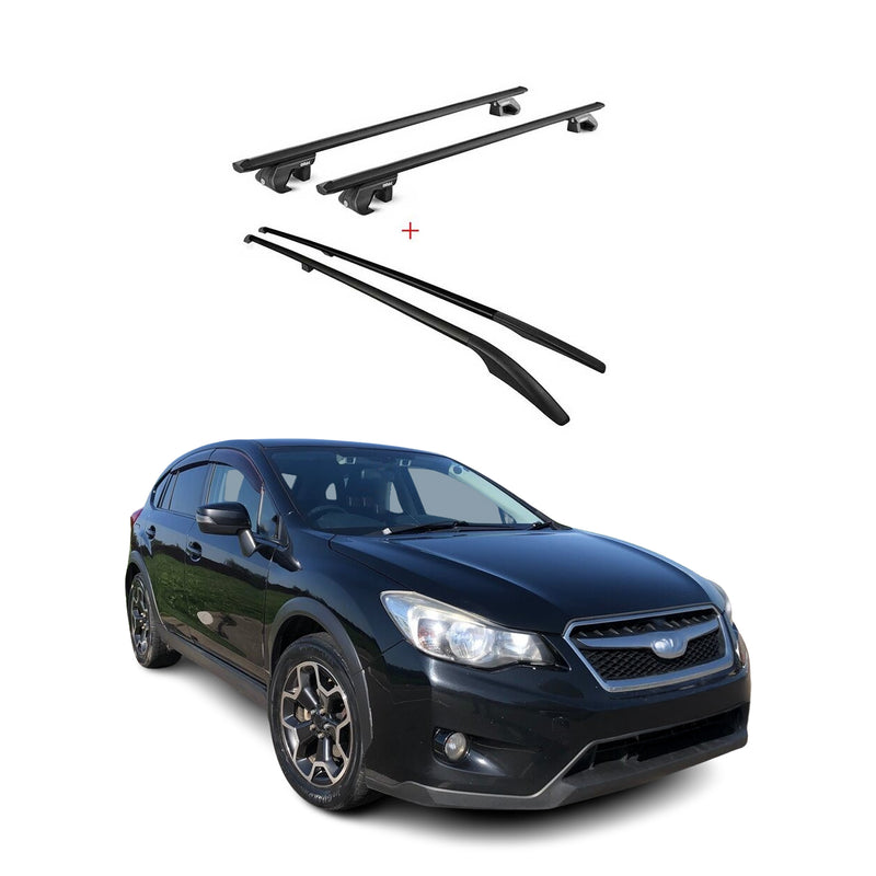 KIT Barres de toit trans+long pour Subaru XV 2012-2018 Alu Noir 4x