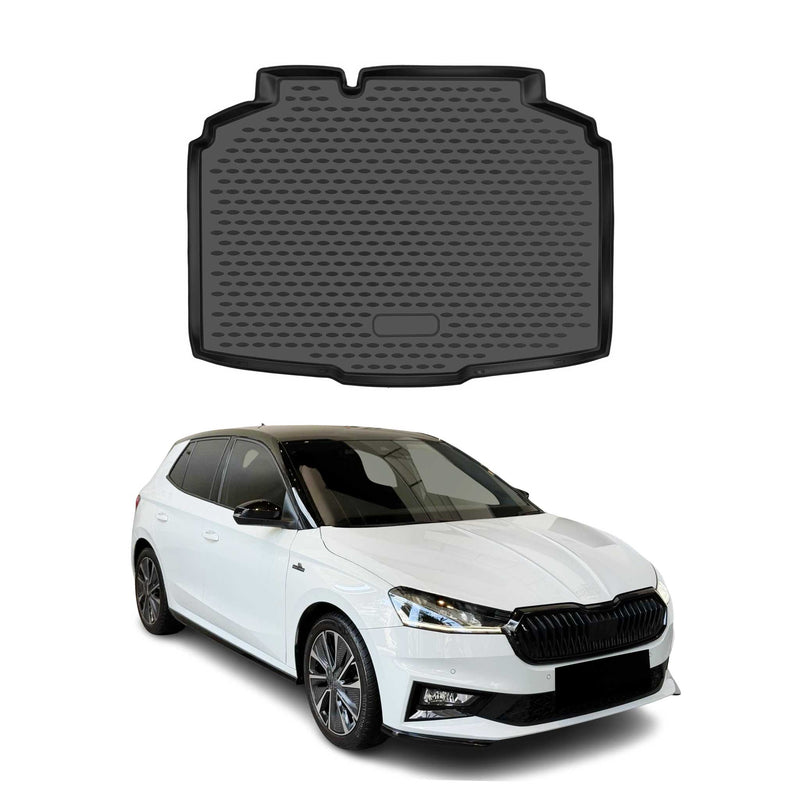 Tapis de Coffre pour Skoda Fabia 2021-2025 Inférieur TPE Noir