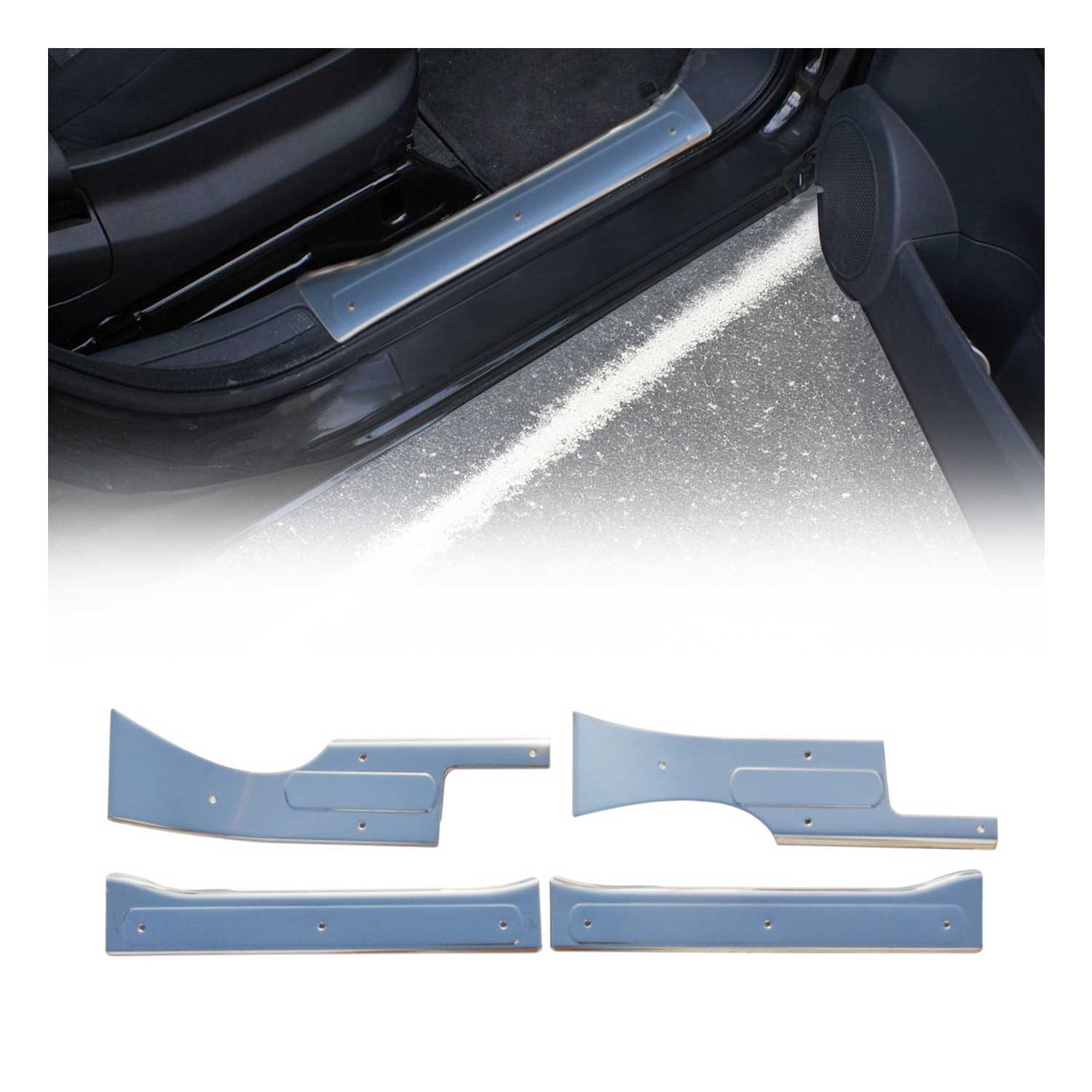 Couverture de Seuil de porte pour Fiat Fiorino 2007-2021 acier inox chromé 4 Pcs