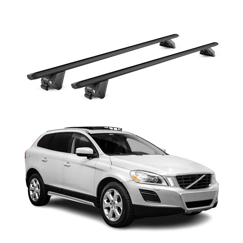 Barres de toit transversales pour Volvo XC60 2008-2025 Alu Noir 2 pièces ABE