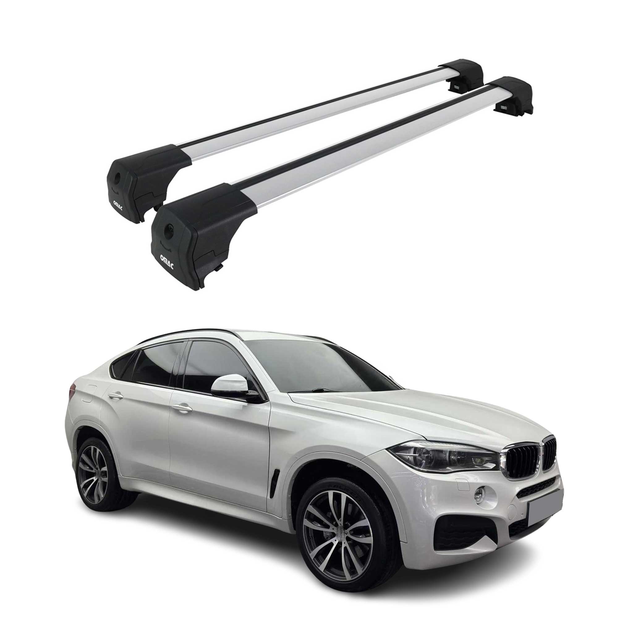 Barres de toit transversales pour BMW X6 F16 2014-2019 Alu Gris ABE 2x