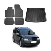 Kit Tapis de sol et coffre pour VW Caddy 2004-2010 Noir TPE
