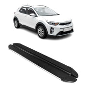 Marchepieds Latéraux pour Kia Stonic 2017-2026 Aluminium Gris Noir 2Pcs