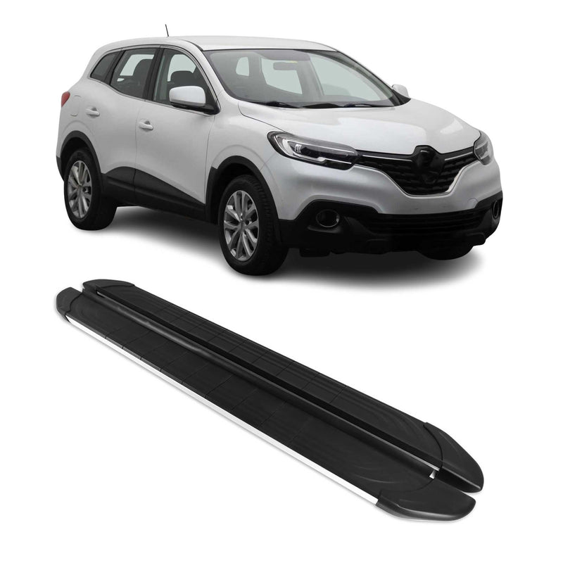 Marchepieds Latéraux pour Renault Kadjar 2015-2024 Aluminium Gris Noir 2Pcs