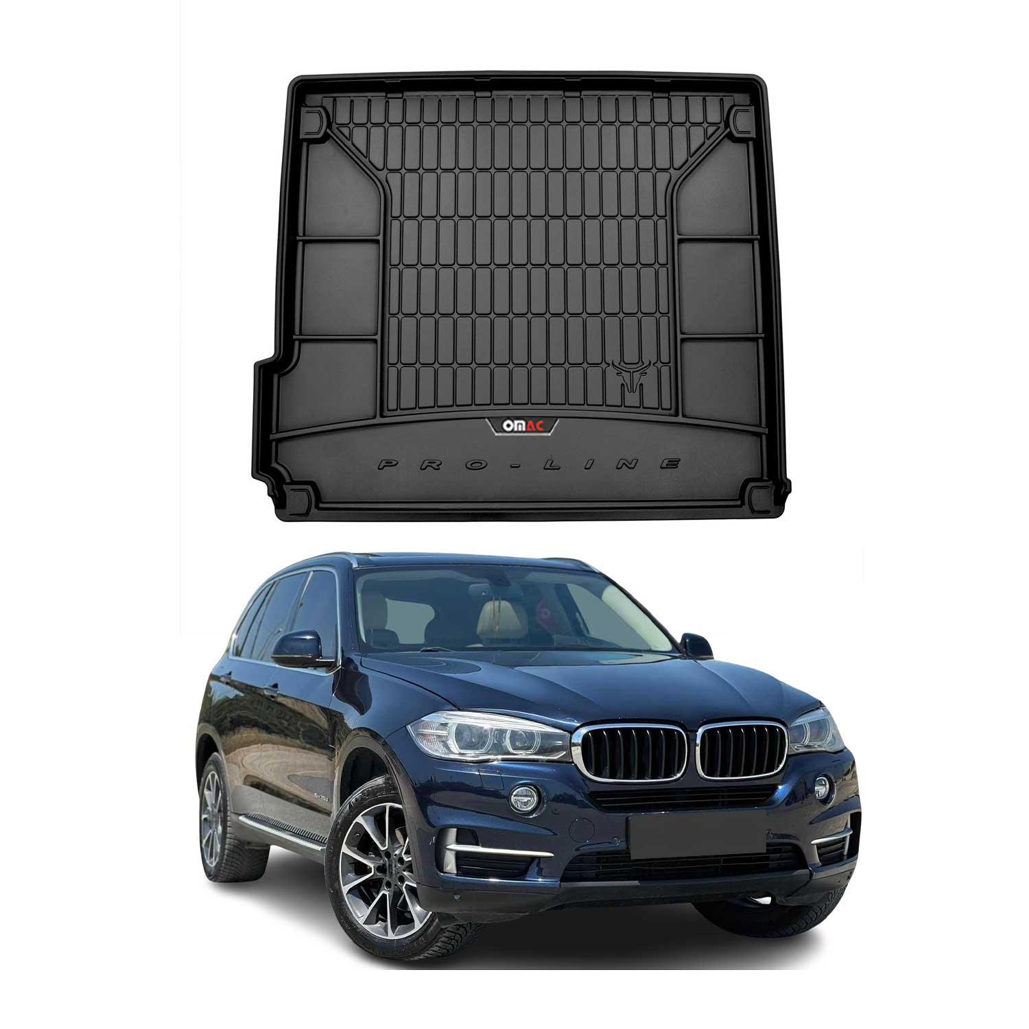 OMAC Tapis de coffre caoutchouc pour BMW X5 F15 F85 2013-2018 Noir Premium