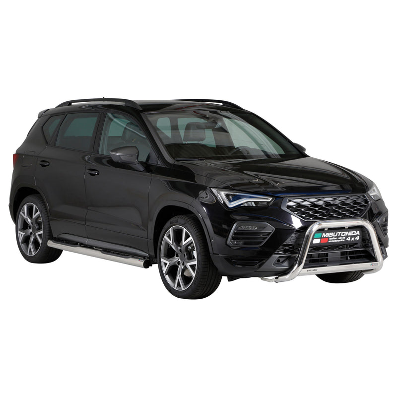 Pare-buffle Avant pour Seat Ateca 2021-2025 63mm en Acier Inoxydable Argent