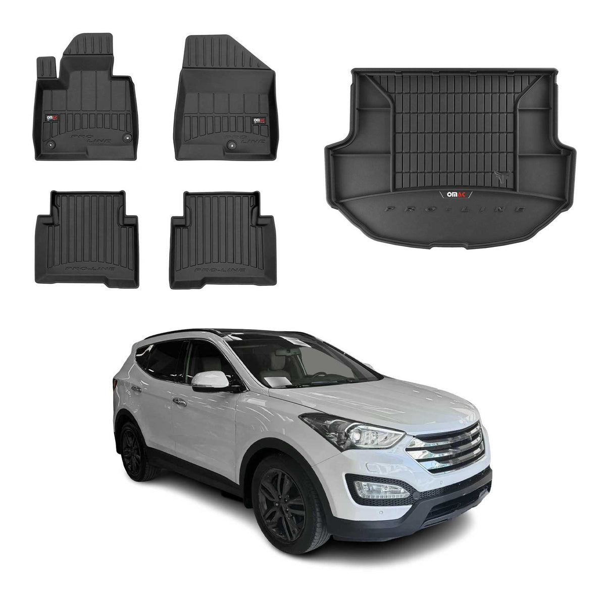OMAC Kit Tapis de Sol et Coffre pour Hyundai Santa Fe III 2013-2018