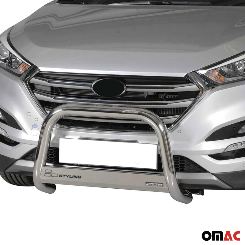 Pare-buffle Avant pour Hyundai Tucson 2015-2018 63 mm en Acier Gris