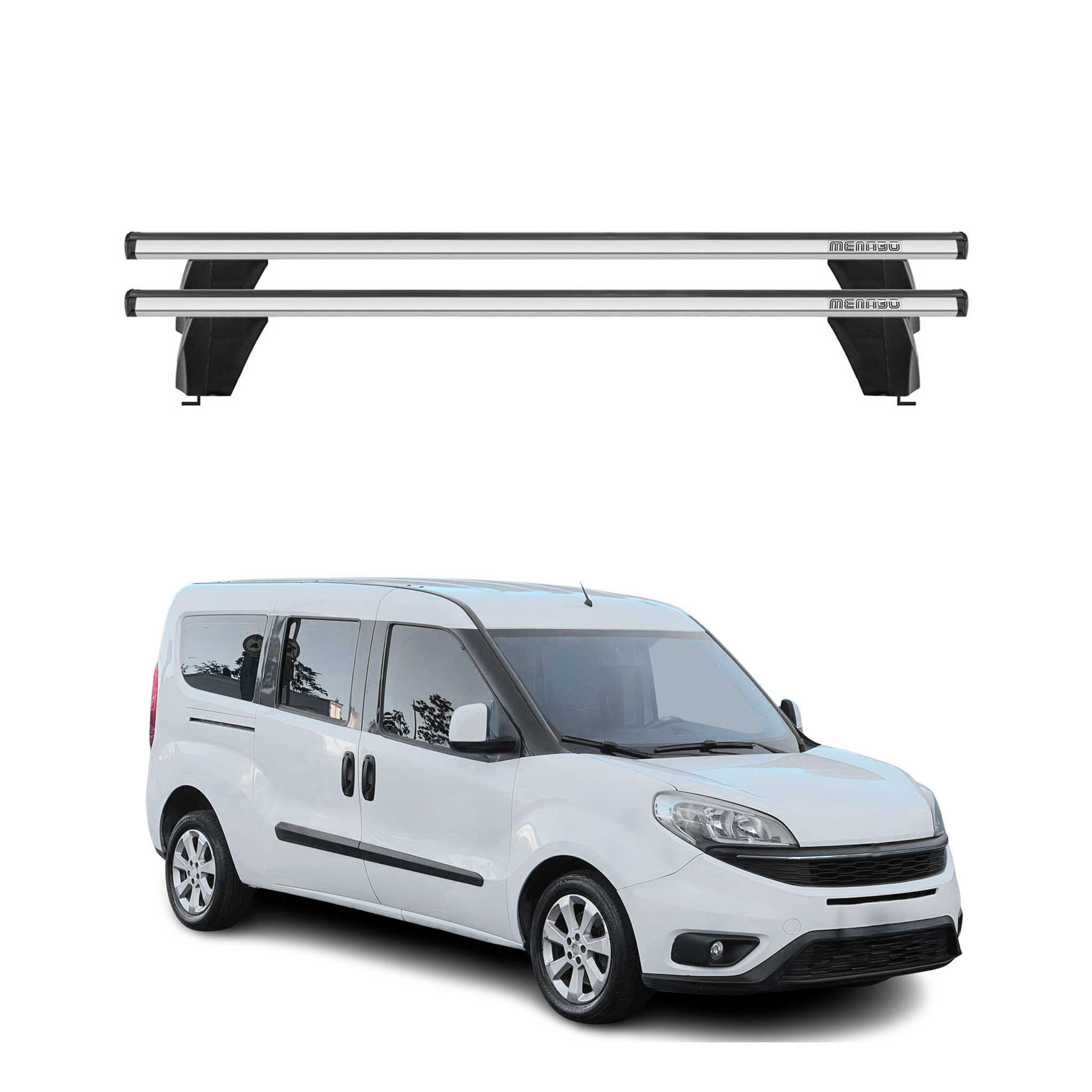 Menabo Barres de toit Transversales pour Fiat Doblo II 2010-2024 Gris ABE 2x
