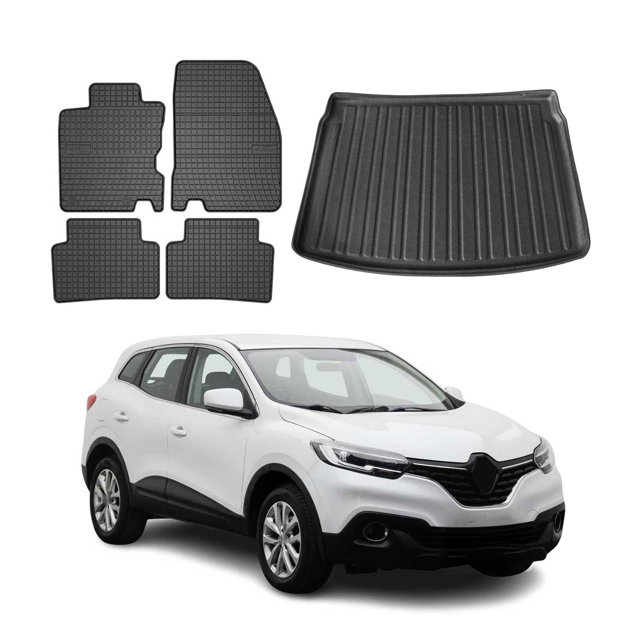 Kit Tapis de sol et coffre pour Renault Kadjar 2015-2022 TPE Noir