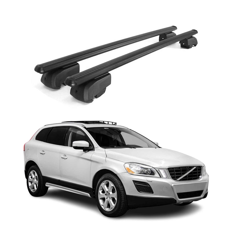 Barres de toit Transversales pour Volvo XC60 I SUV 2009-2017 ABE Alu Noir