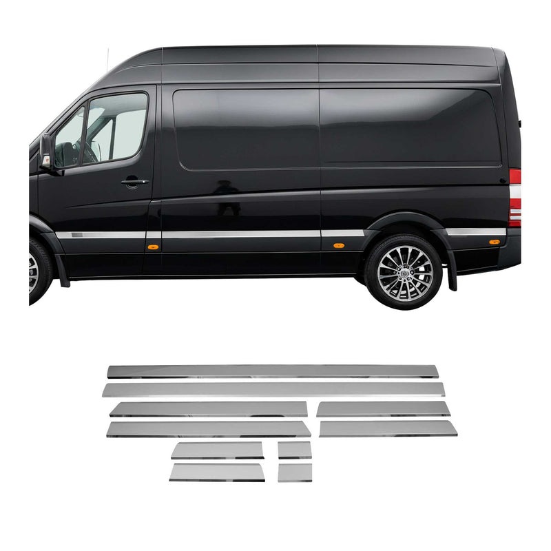 Baguettes de porte pour VW Crafter 2006-2017 L2 Long acier inox chrome 10x