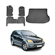 Kit Tapis de sol et coffre pour Kia Sorento 2002-2009 en Caoutchouc TPE Noir