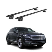 Barres de toit transversales pour VW Touareg III 2018-2024 Pre-FL Alu Noir 2Pcs