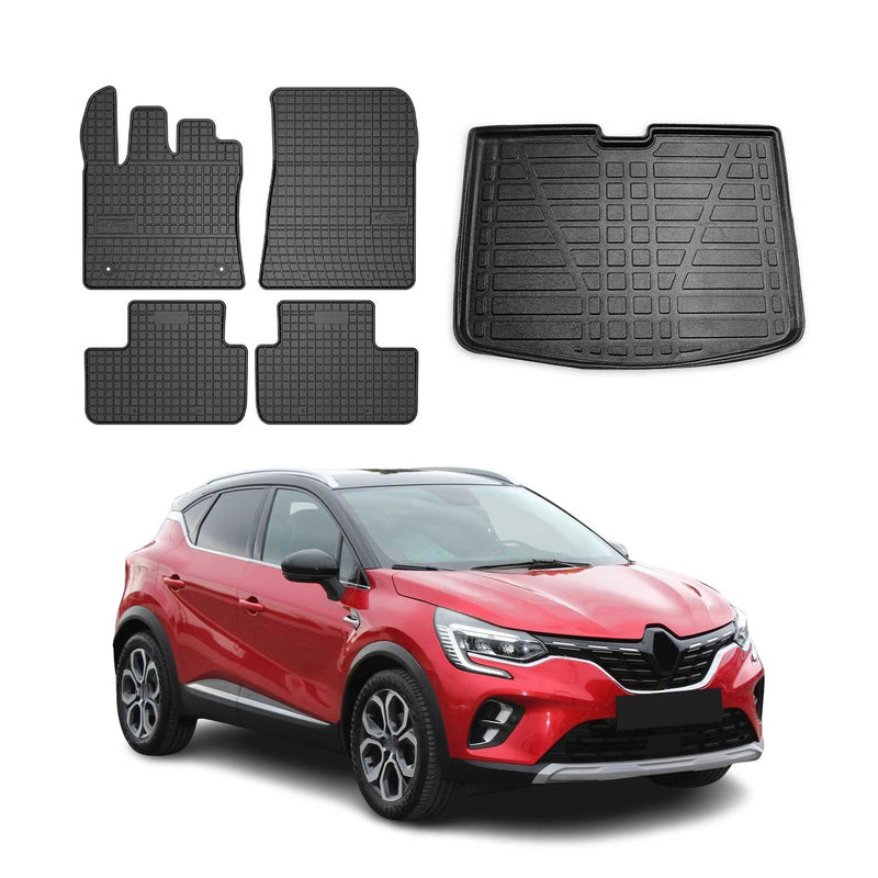 Kit Tapis de sol et coffre pour Renault Captur 2019-2023 Noir TPE