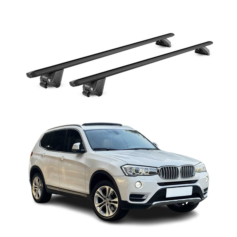 Barres de toit transversales pour BMW X3 F25 2011-2017 Alu Noir 2 pièces ABE