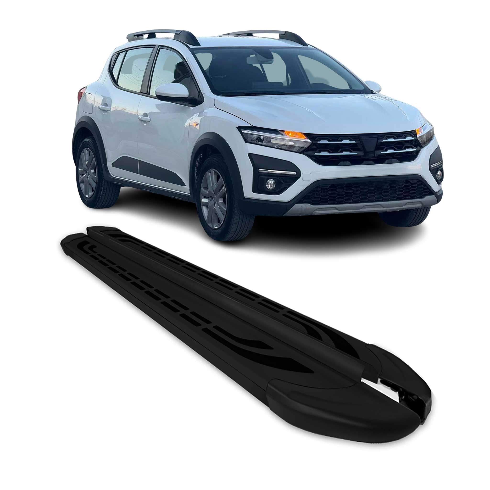Marchepieds Latéraux Pour Dacia Sandero Stepway 2021-2025 Aluminium Noir