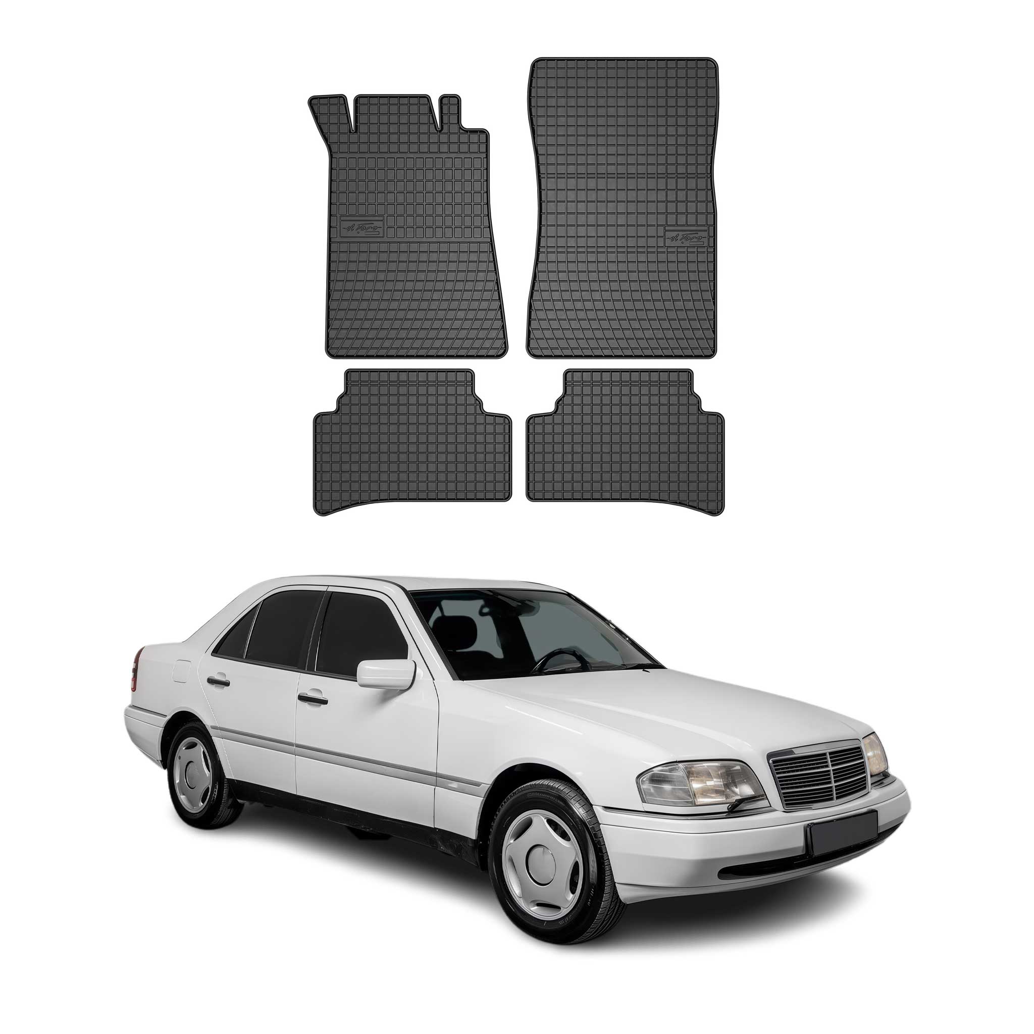Tapis de Sol pour Mercedes Classe C W202 1993-2001 Caoutchouc Noir