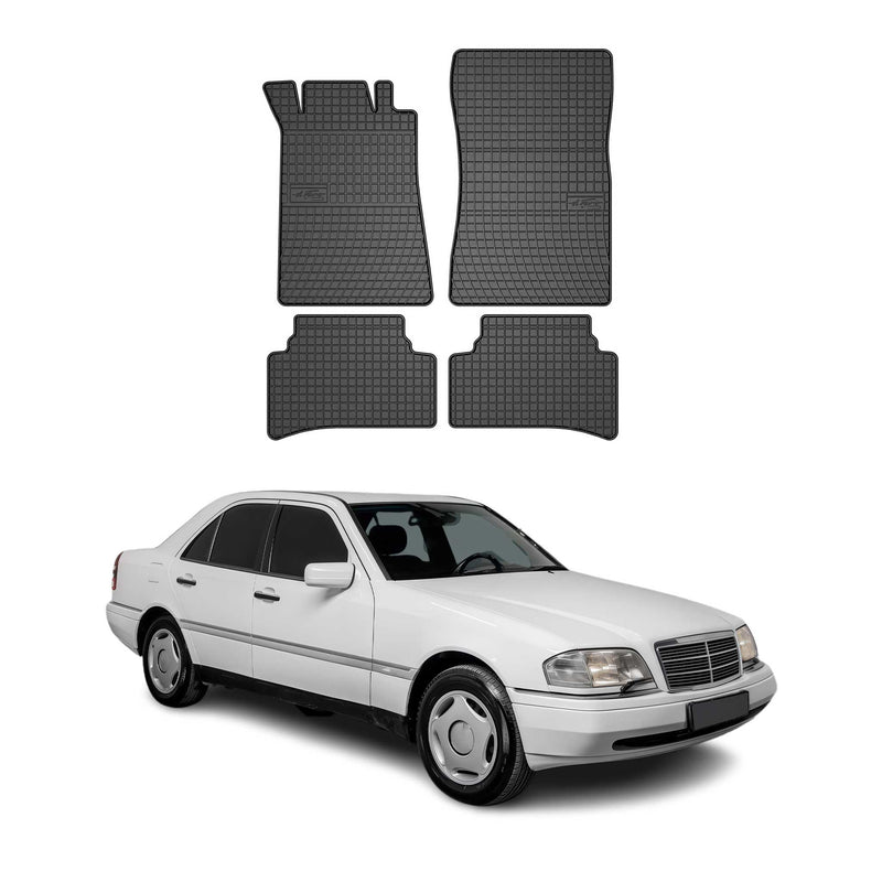 Tapis de Sol pour Mercedes Classe C W202 1993-2001 Caoutchouc Noir