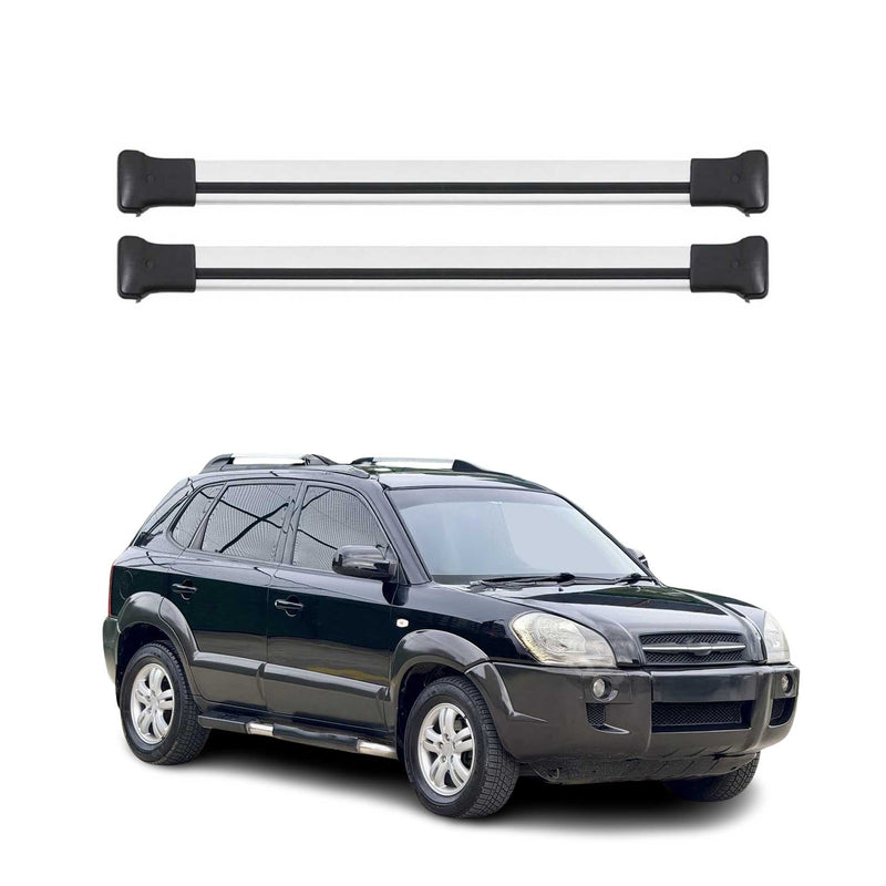 Barres de Toit transversales pour Hyundai Tucson mk1 2004-2009 Aluminium Gris 2x