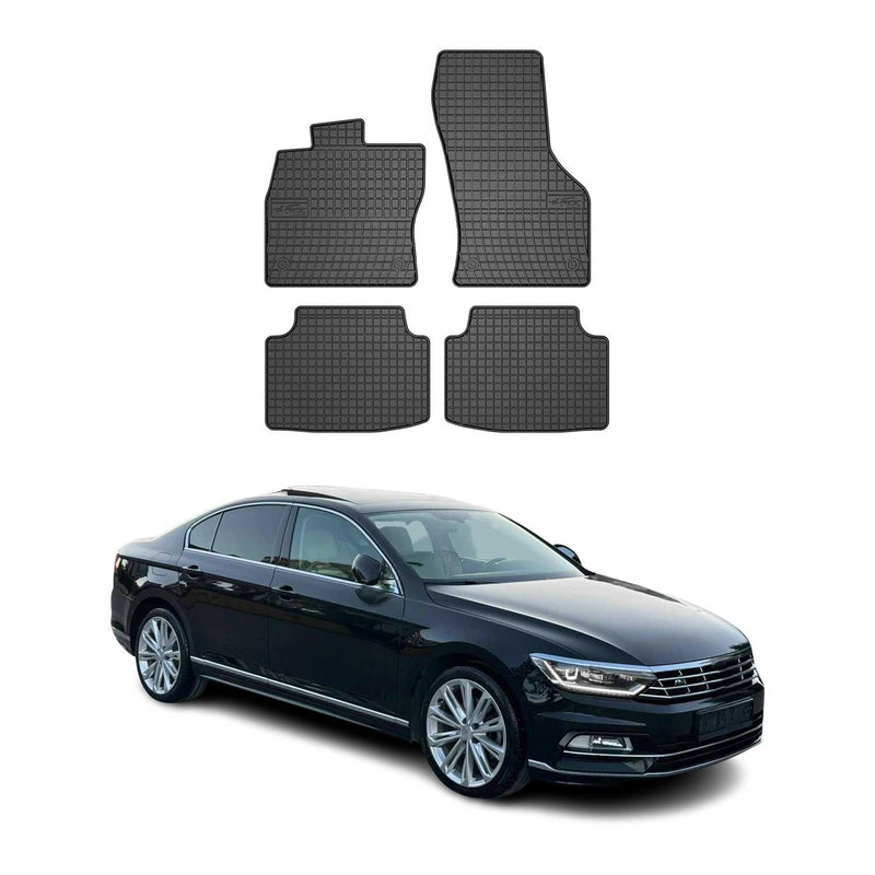 Tapis de Sol pour VW Passat B8 2015-2023 Caoutchouc Noir 4Pcs