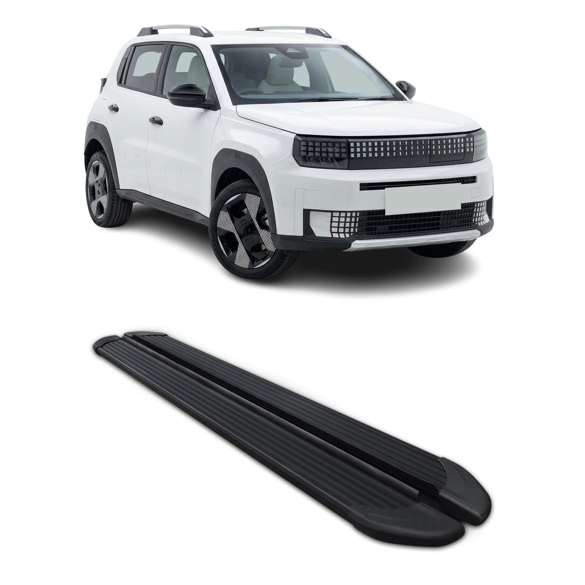 Marchepieds Latéraux pédale pour Fiat Grande Panda 2024-2026 Noir Aluminium 2Pcs