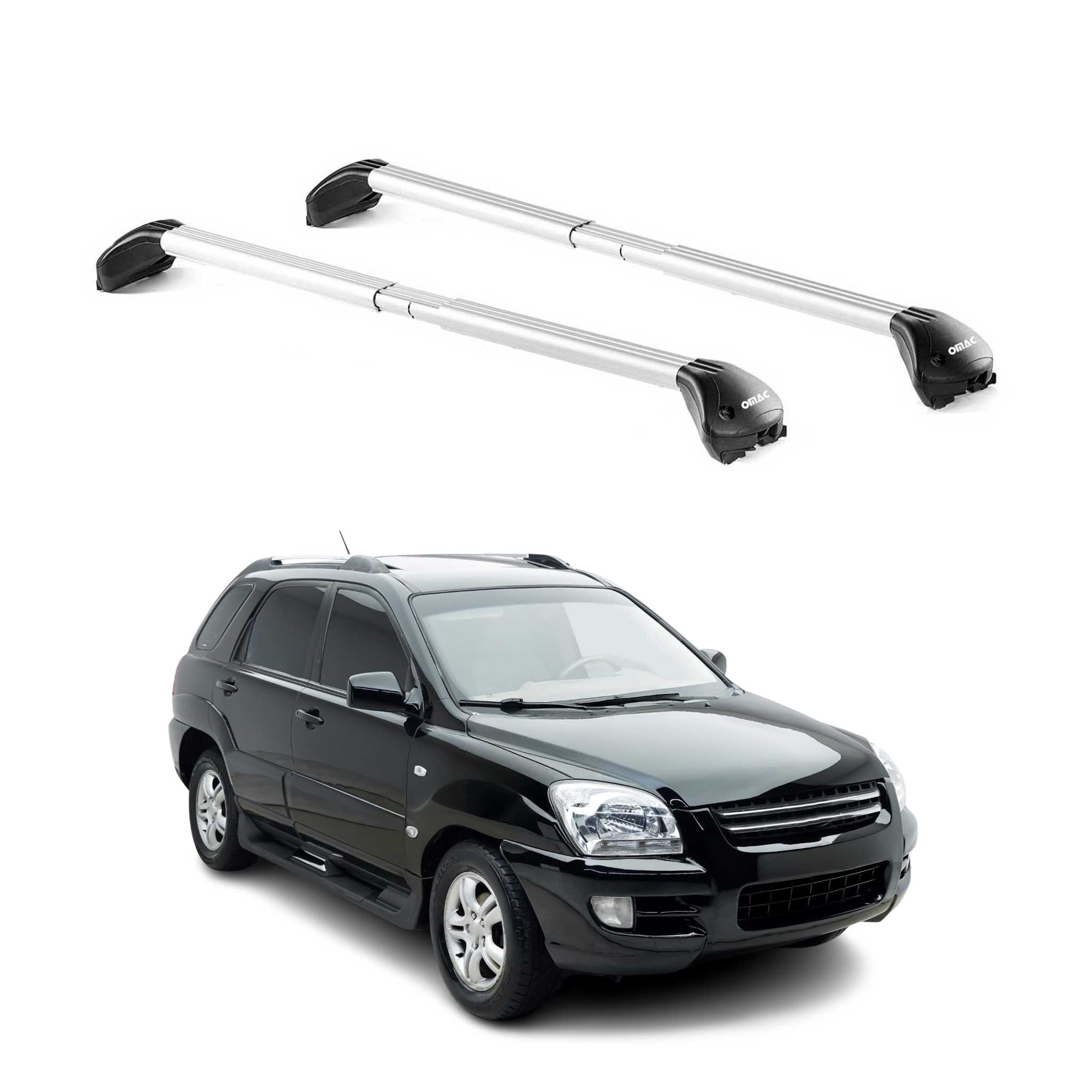 Barres de toit pour Kia Sportage JE 2004-2010 5P Gris Argenté 2 pièces ABE