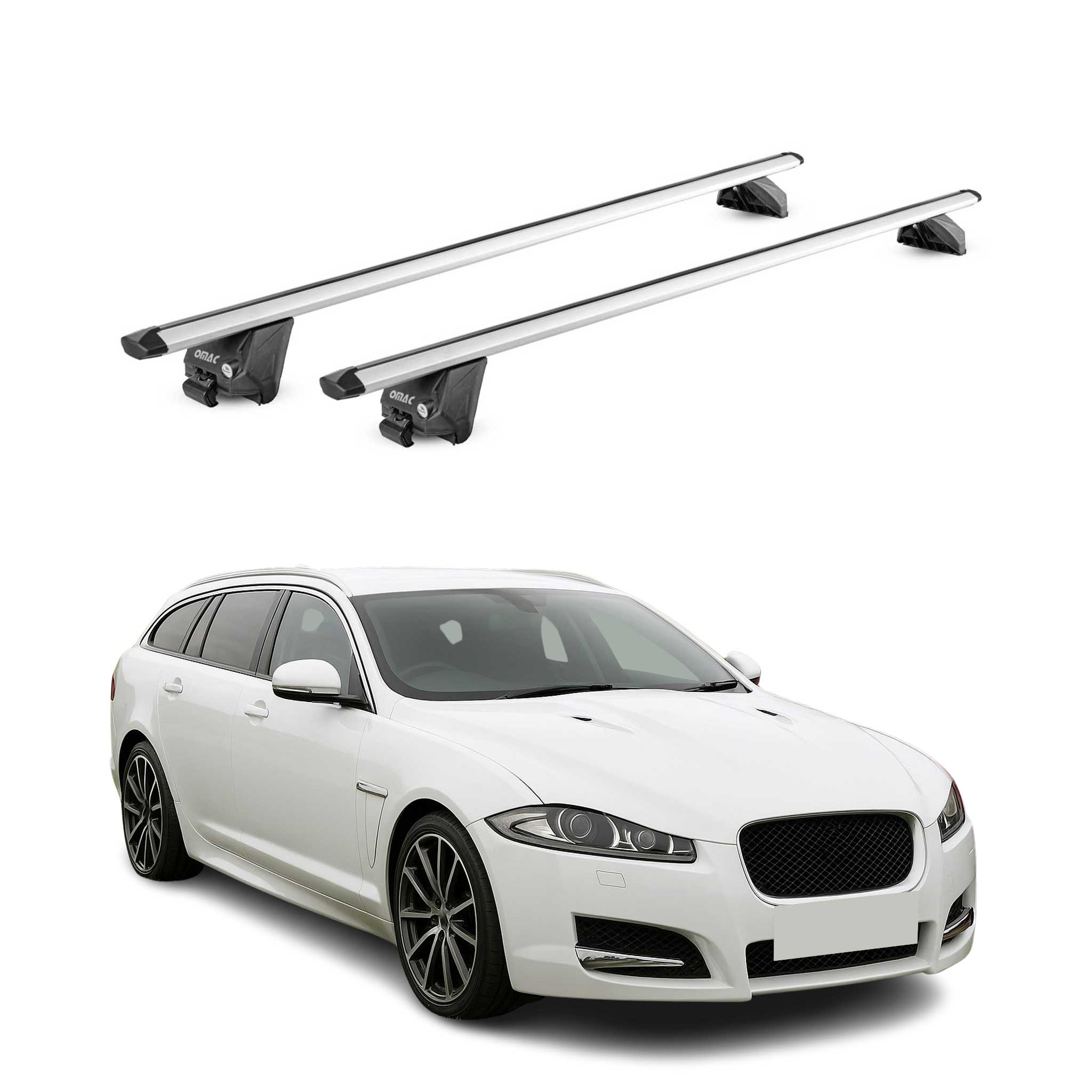 Barres de toit transversales pour Jaguar XF SW X250 2012-2016 Alu Gris 2x ABE