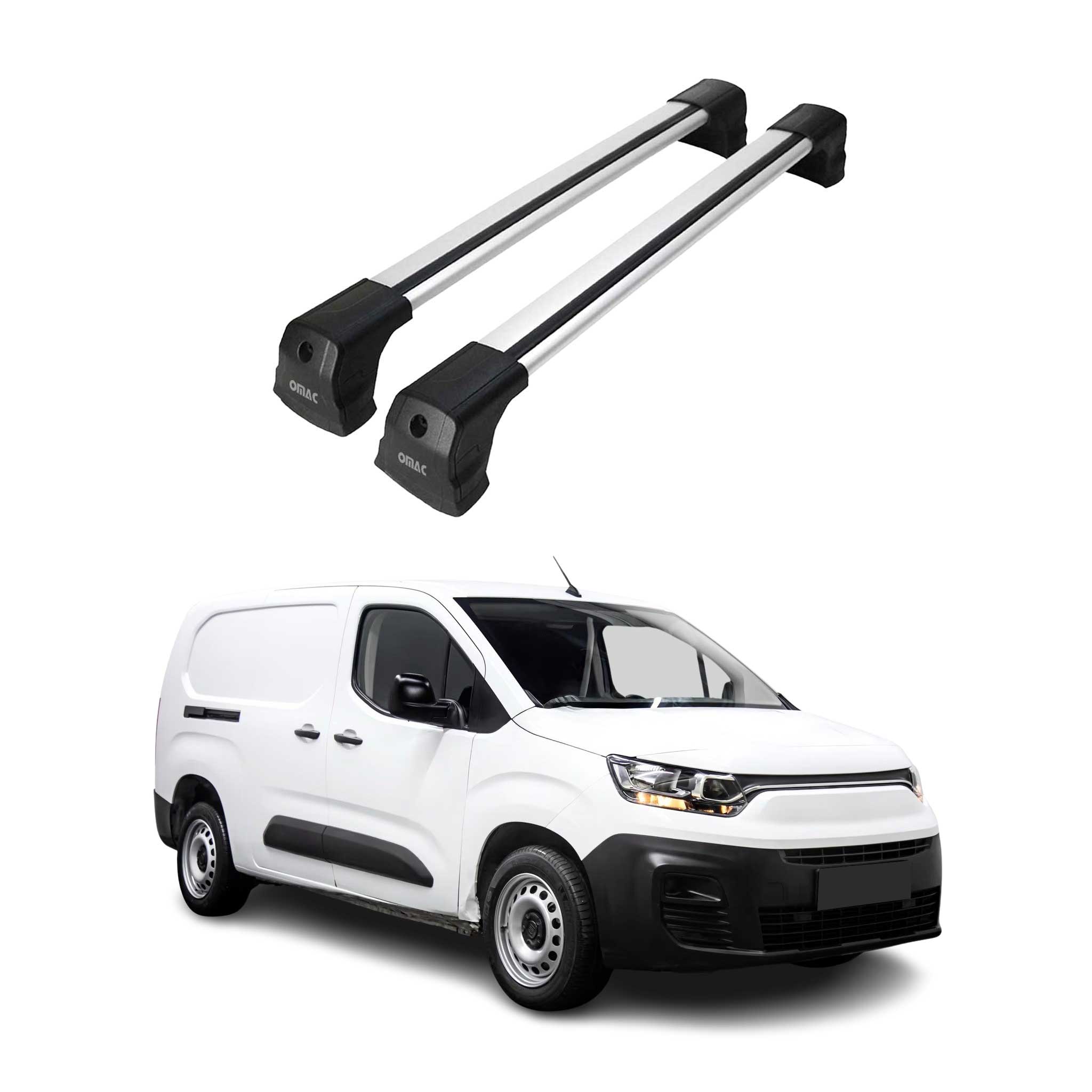 Barres de toit transversales pour Fiat Doblo III 2022-2026 Aluminium Gris 2Pcs