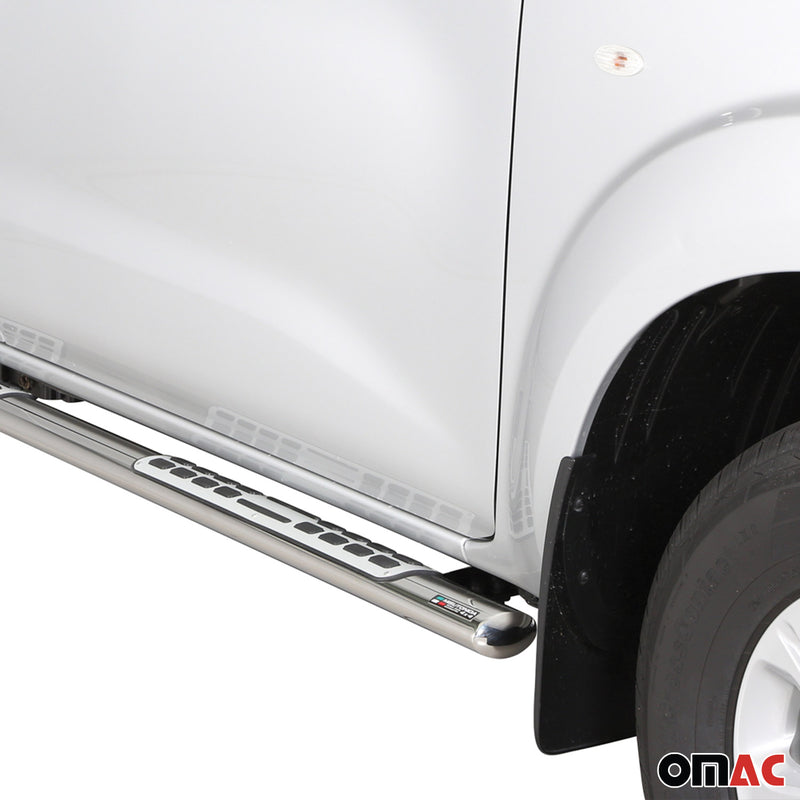 Marchepieds Latéraux pour Nissan NP300 Navara King Cab 2016-2025 Acier Argent