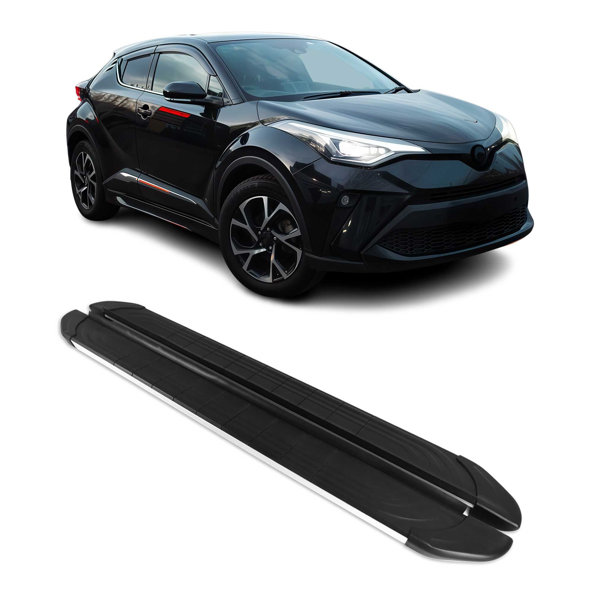 Marchepieds Latéraux pour Toyota C-HR 2016-2023 Aluminium Gris Noir 2Pcs