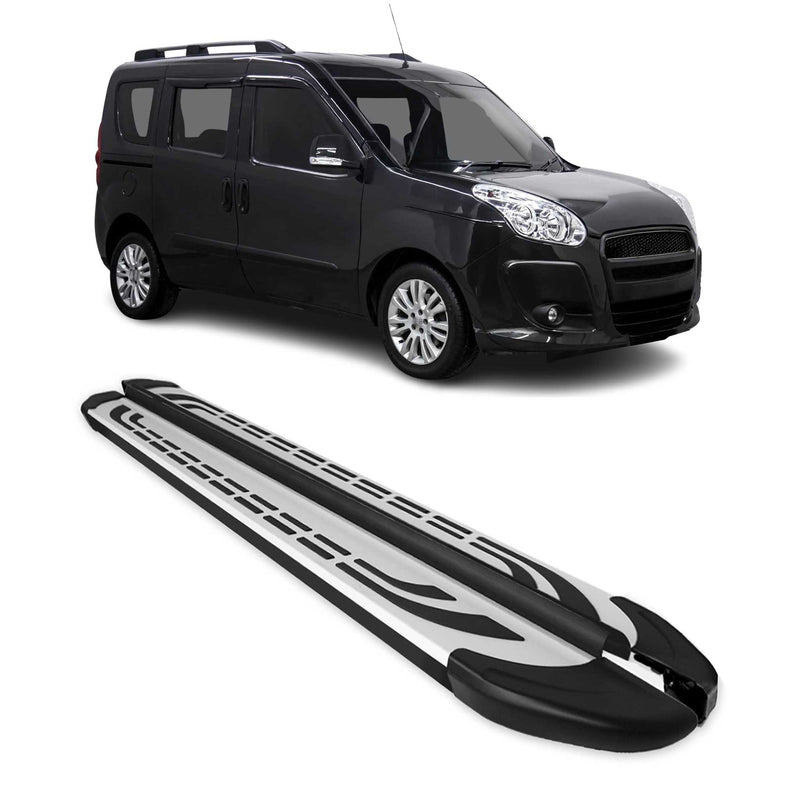 Marchepieds Latéraux pédale pour Fiat Doblo 2010-2021 L1 Aluminium Gris Noir 2x