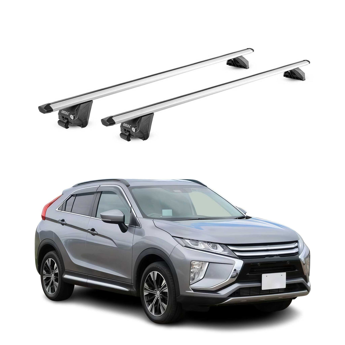 Barres de toit pour Mitsubishi Eclipse Cross 2018-2026 Aluminium Gris ABE