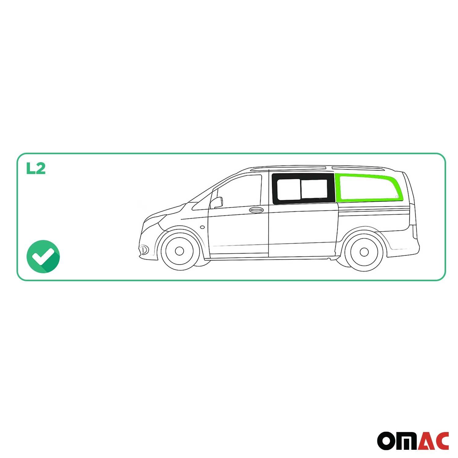 Vitre de Porte pour Mercedes Vito W447 2014-2026 L2 Arrière Gauche Verre fixe