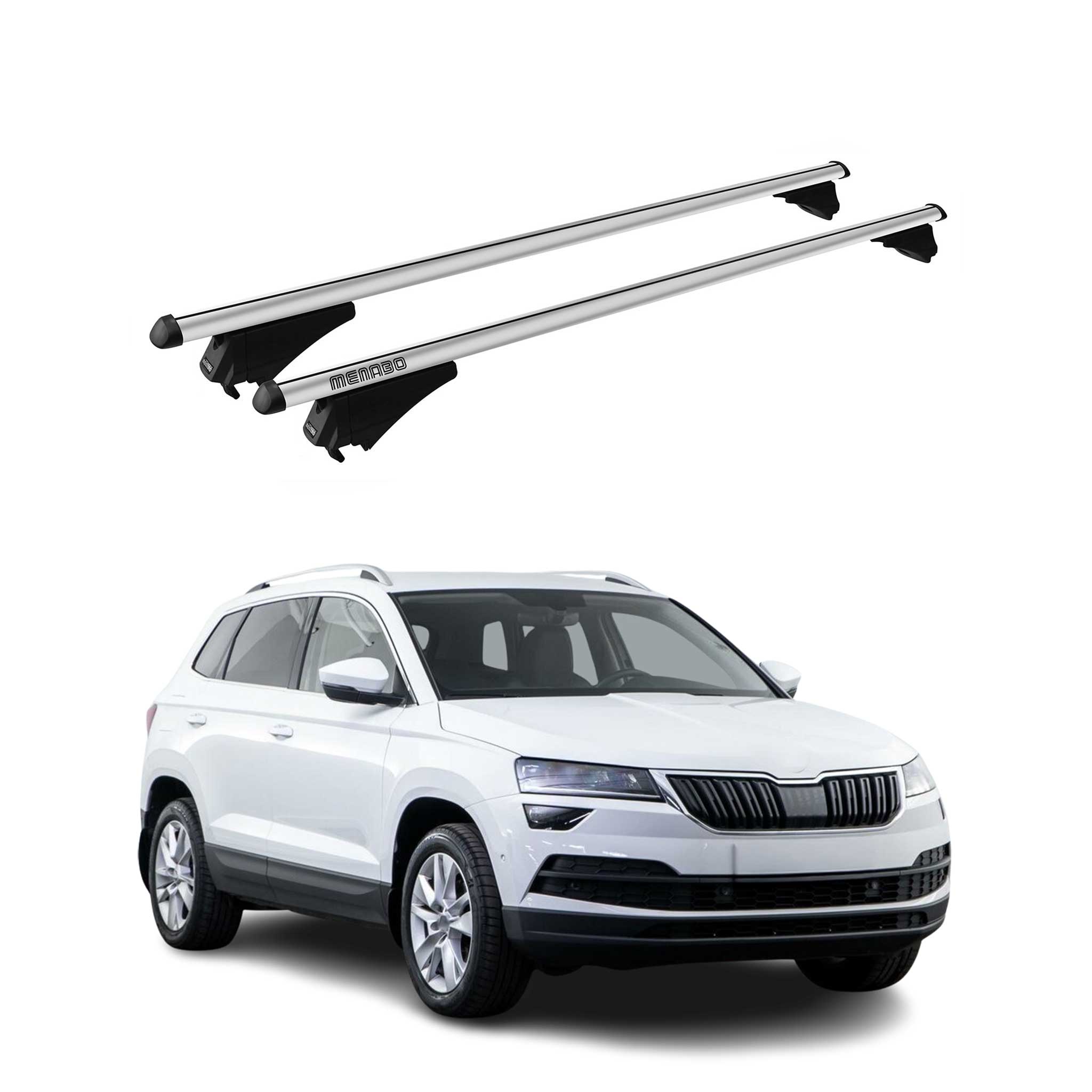Tiger Barres De Toit Transversales pour Skoda Karoq 2017-2025 Aluminium Gris 2x