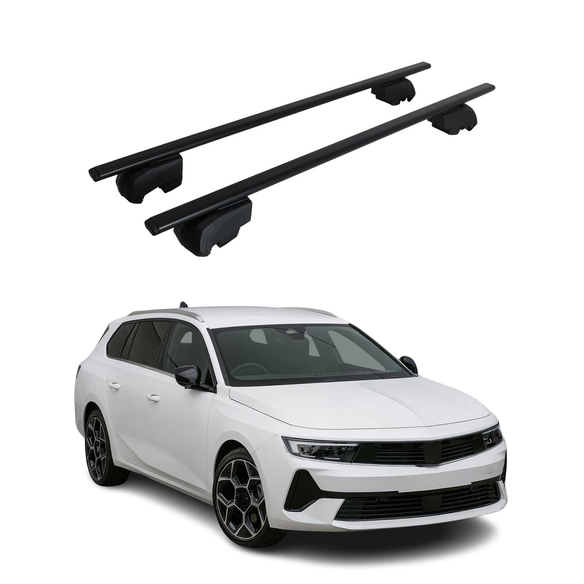 Barres de toit Transversales pour Opel Astra Sports Tourer 2021-2023 Noir ABE