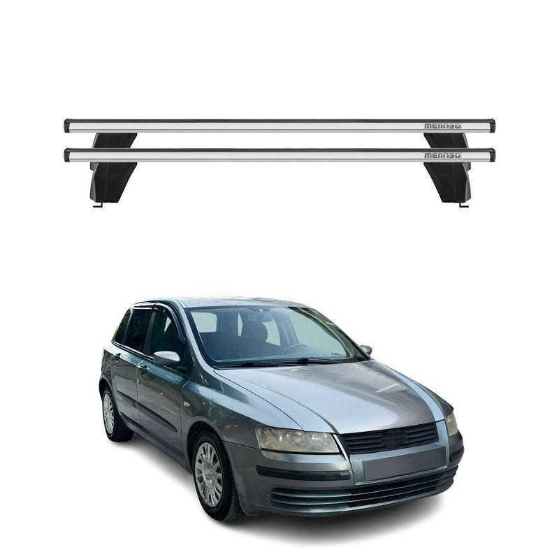 Menabo Barres de toit transversales pour Fiat Stilo 2001-2010 Porte-Bagage en Alu lisse Argent 5Dr 2x TÜV