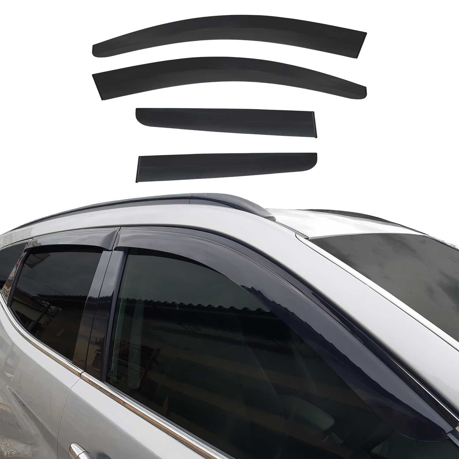 Déflecteurs de Vent pluie d'air pour Nissan Qashqai J10 2006-2014 Acrylique Noir