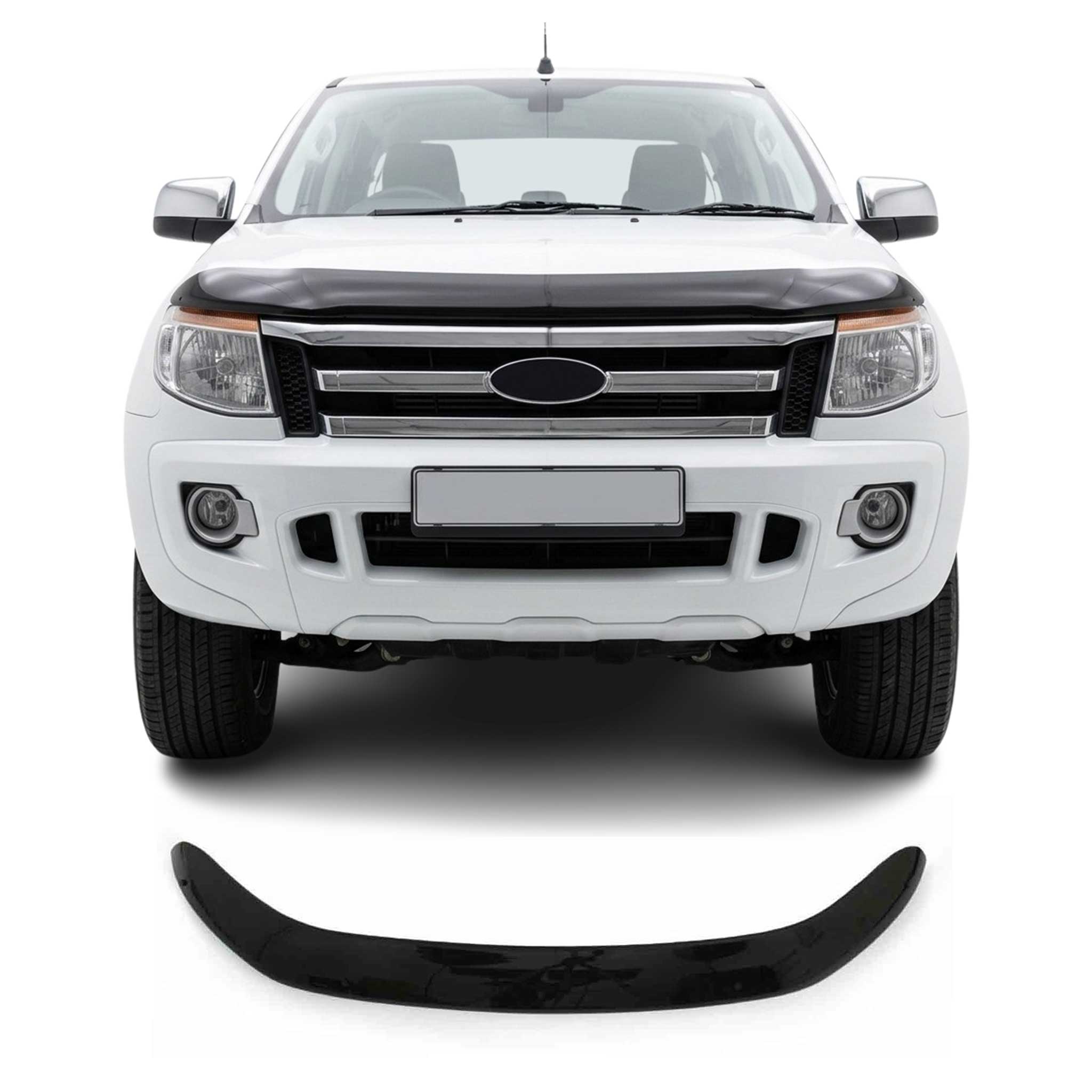 Deflecteurs d'air capot de voiture pour Ford Ranger T6 Pre-Fl 2012-2015 Noir