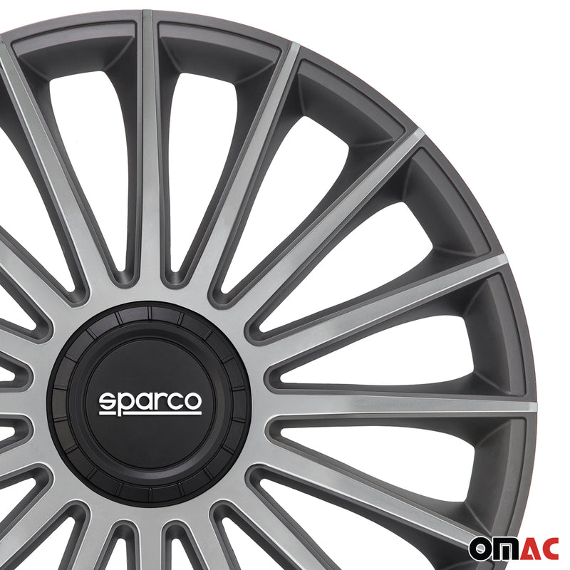 SPARCO Jeu Enjoliveurs de Roues 14 Pouces Gris Argenté en ABS 4 piéces