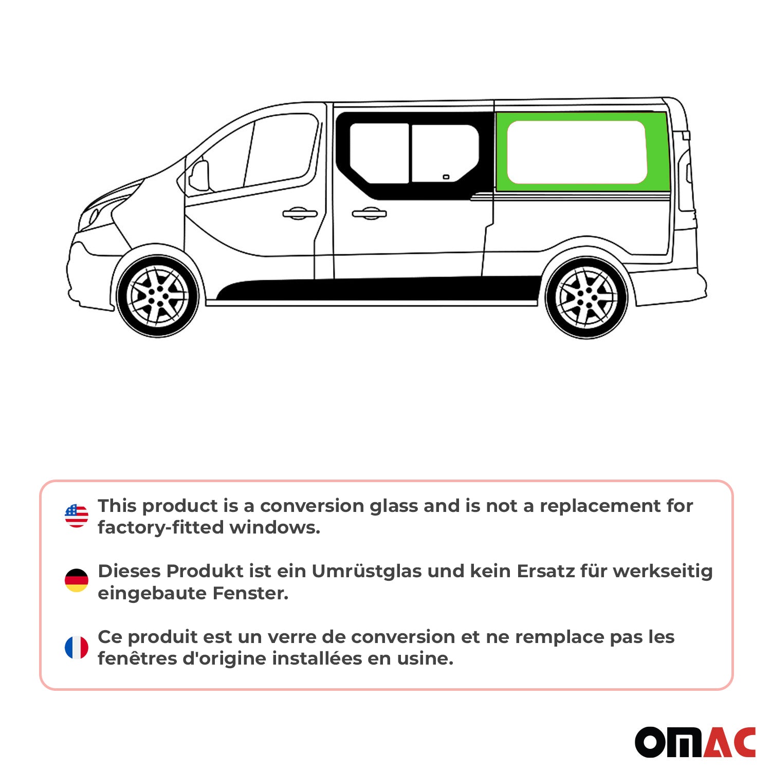 Vitre de Porte pour Nissan Primastar 2001-2014 L2 Arrière Gauche Coulissante