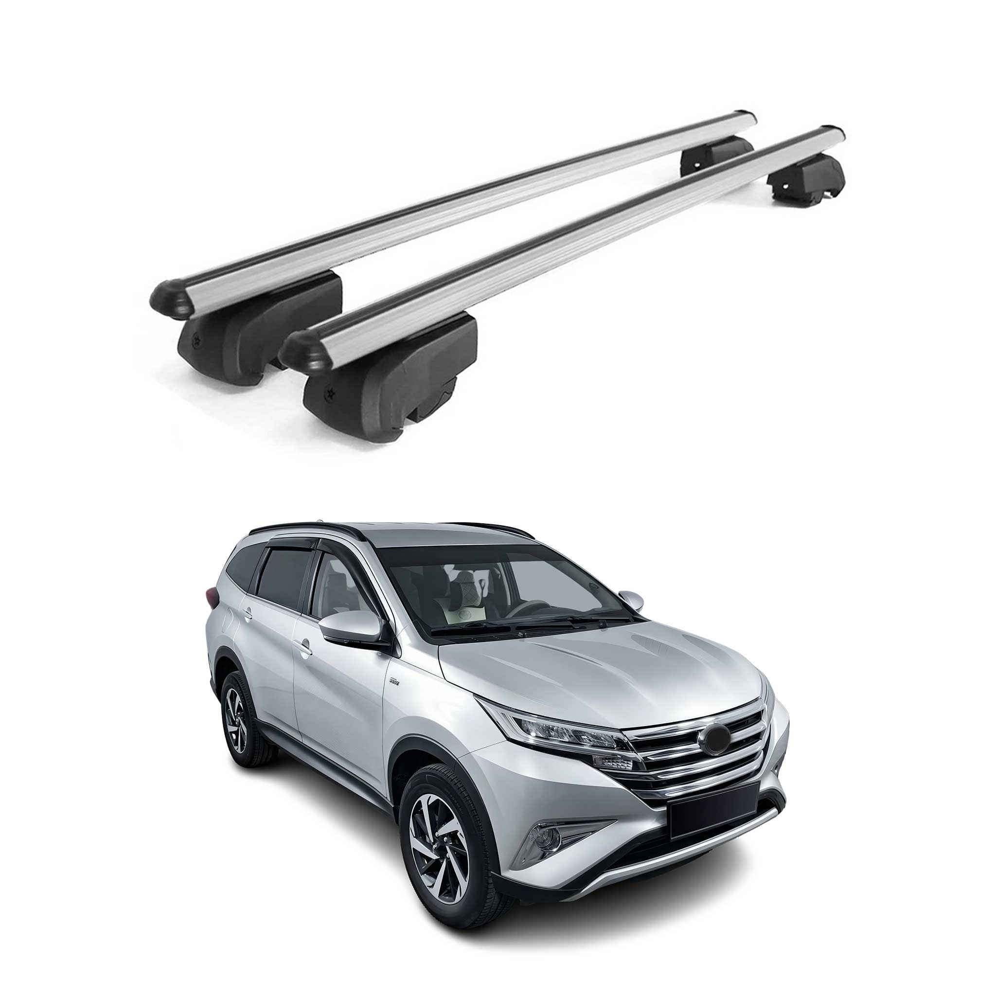 Barres de toit Transversales pour Toyota Rush 2018-2026 ABE Alu Gris 2x
