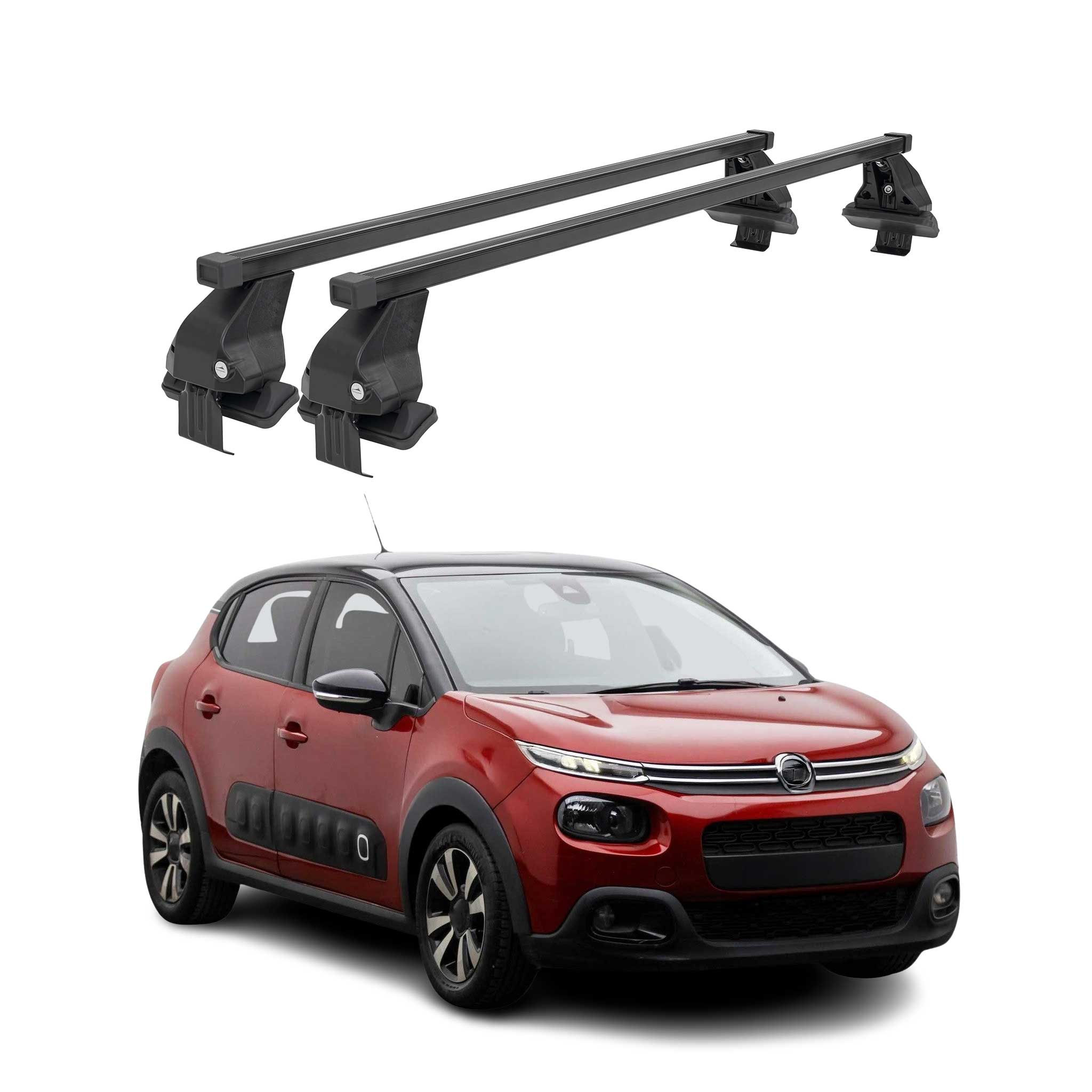 Barres Transversales Menabo pour Citroen C3 2016-2024 Noir
